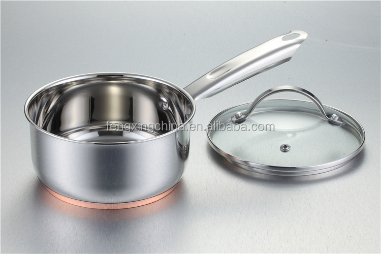 8pcs Stainless Steel Cookware with Copper Bottom Casserole Saucepan