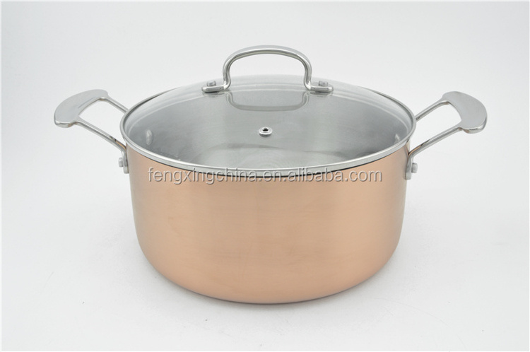 7pcs Tri-ply Copper Professional Stainless Steel Pot Cookware Set Pan Casserole