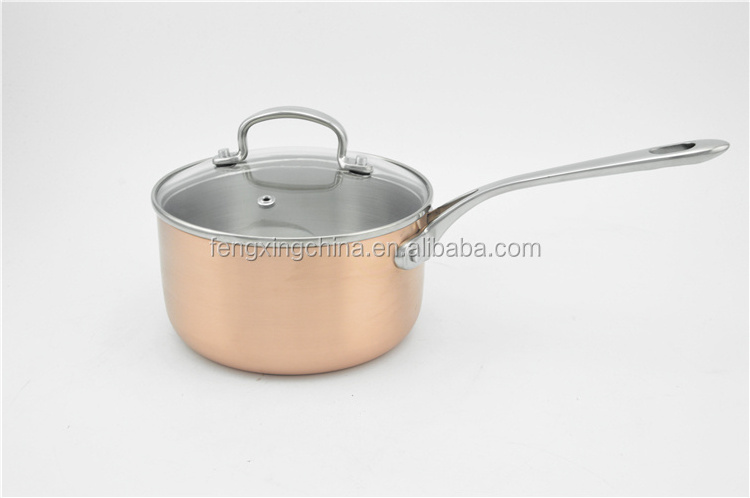 7pcs Tri-ply Copper Professional Stainless Steel Pot Cookware Set Pan Casserole