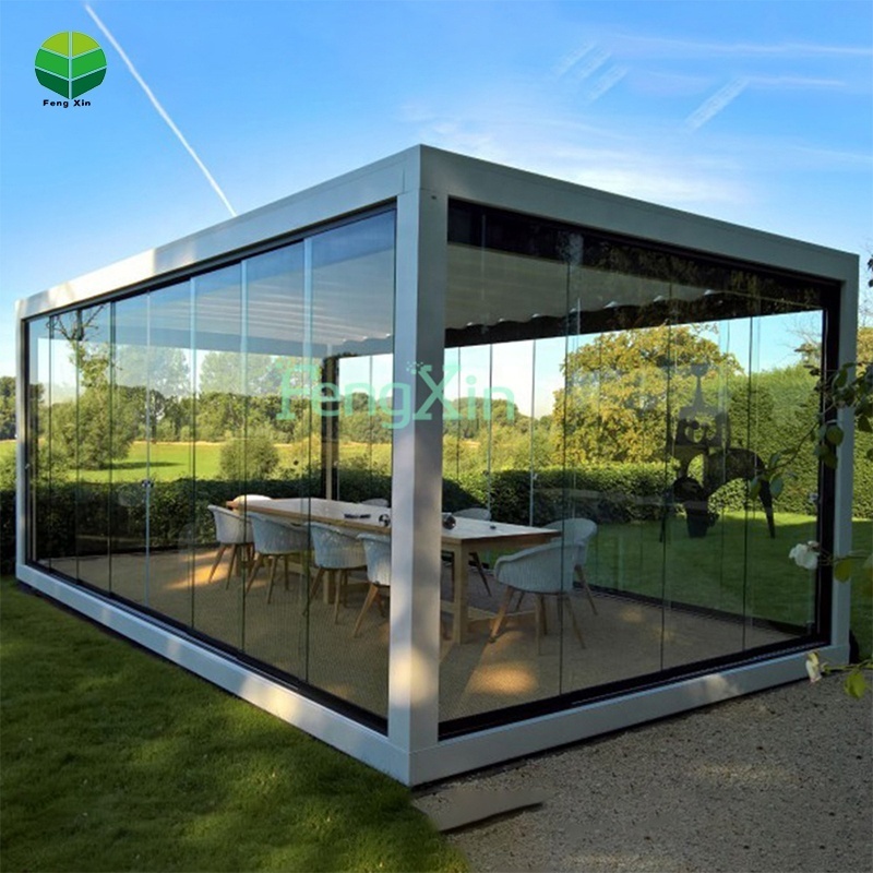 Four seasons 4*3 3*4 Motorized electric aluminum pergola outdoor aluminum with sides roof pergola