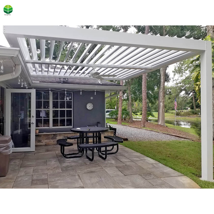 Remote Control Gazebo Louvered Roof Pergola Kits Aluminium Outdoor Waterproof