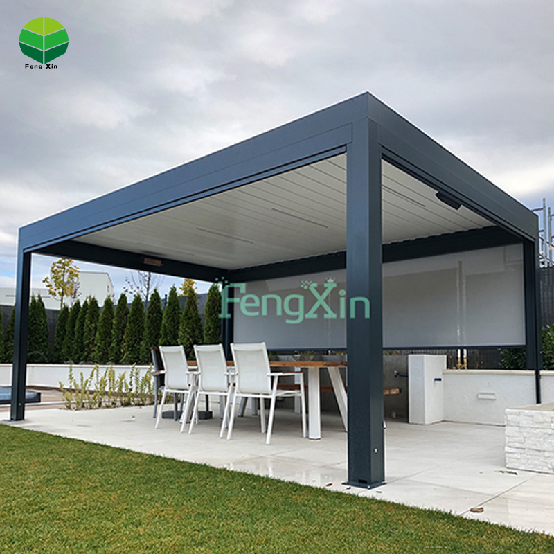 Customize Aluminium Bioclimatique Pergola Gazebo Motorized Shutters Roof