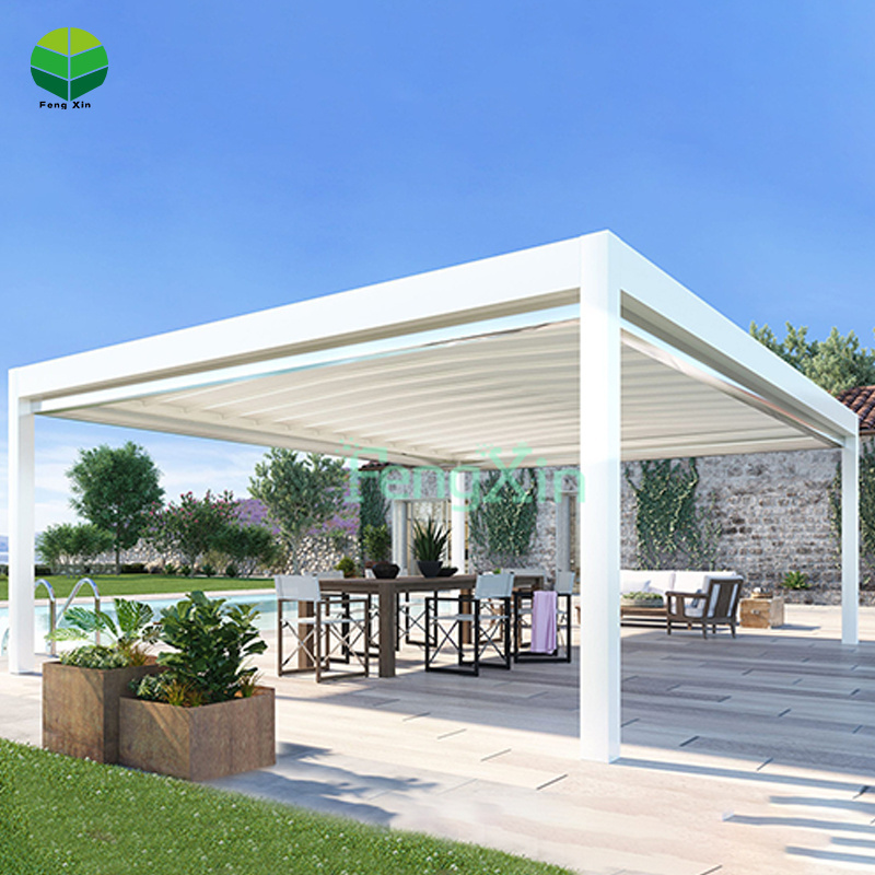 Customize Aluminium Bioclimatique Pergola Gazebo Motorized Shutters Roof