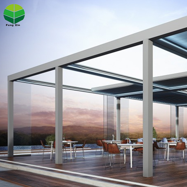 Modern Design Bioclimatic Waterproof Louvre Roof Louver Gazebo Outdoor Aluminum Pergola Aluminium Electric retractable pergola