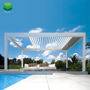 Customized Modern Bioclimatic Gazebo Waterproof and Snow-Resistant Outdoor Kitchen with Pergola Powder Coated Frame