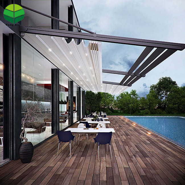 Sun Shade Bioclimatic Aluminum Pergola Sliding Porch Awnings retractable folding PVC pergola roof system