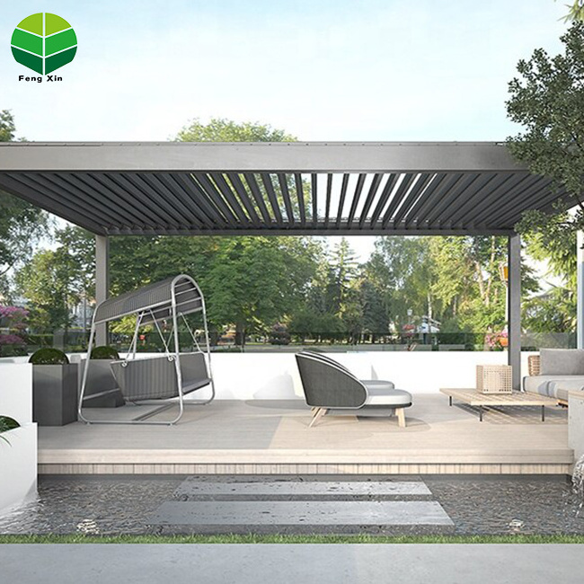 Waterproof Custom Motorized Outdoor Pergola with Side Retractable Roof Aluminum Modern Bioclimatic Pergola