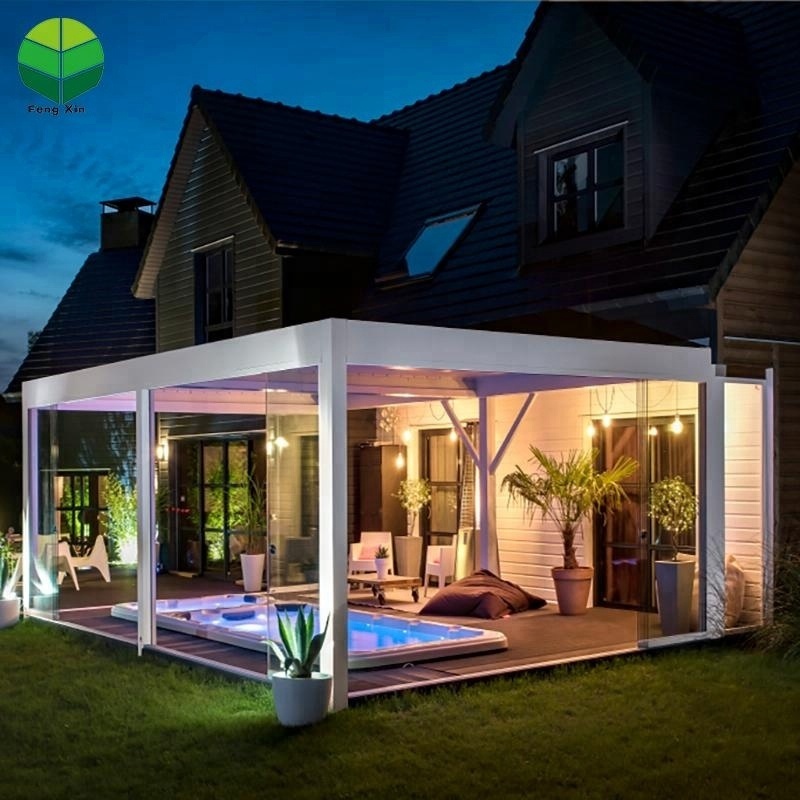 Fengxin Outdoor square tube wpc aluminum pergola gazebo