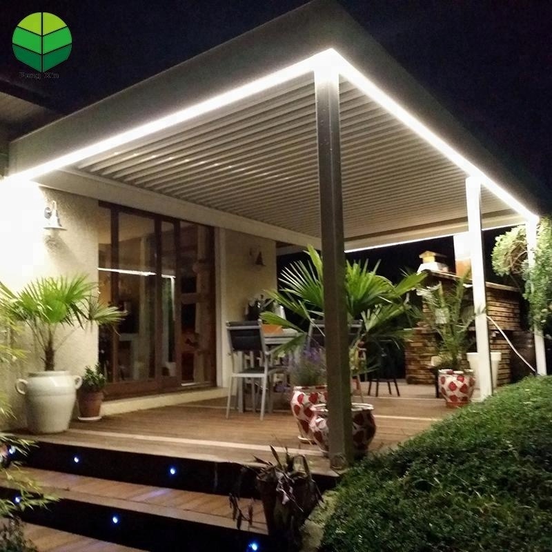 Louvered Patio Cover Roof Alfresco vinyl Pergola Gazebo With Led Light