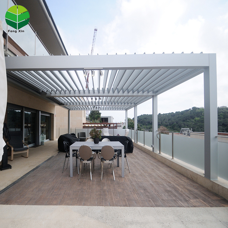 Louvered Patio Cover Roof Alfresco vinyl Pergola Gazebo With Led Light