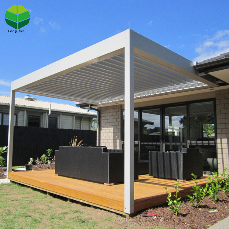 Retractable aluminium jalousie pergola roof shutter pool gazebo