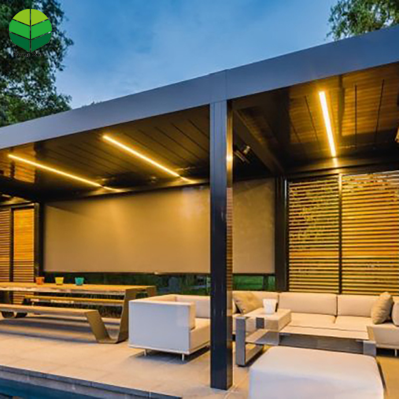 Modern Electric Roof Louve Swimming Pool And Gazebo Exterior Outdoor Pergola