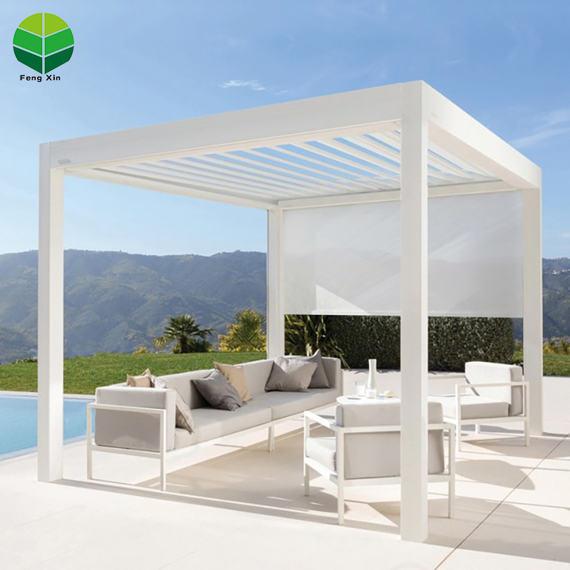 Modern Electric Roof Louve Swimming Pool And Gazebo Exterior Outdoor Pergola