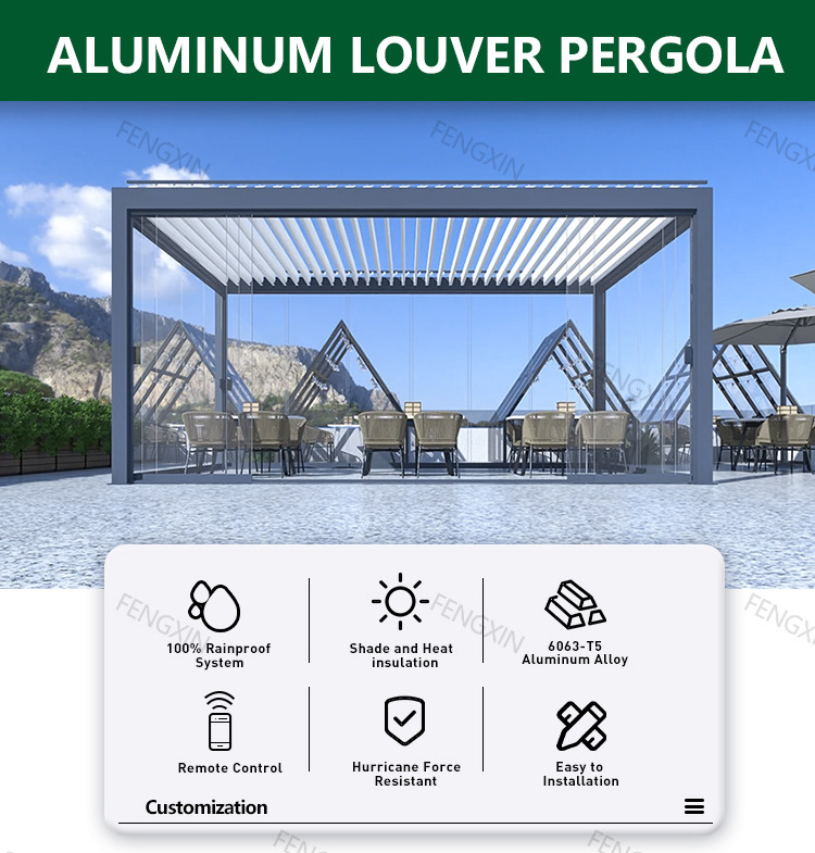 Canopy & Gazebo & Pergola Design Bioclimatic Pergola Aluminum  Gazebo Louver Pergola Over Deck