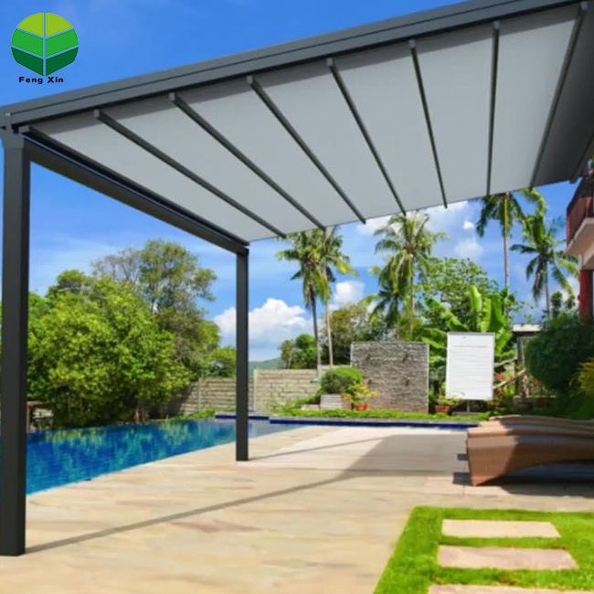 Outdoor Patio Pergola PVC Waterproof Roof Cover Retractable Awning Pergola Retractable for Commercial Hotel