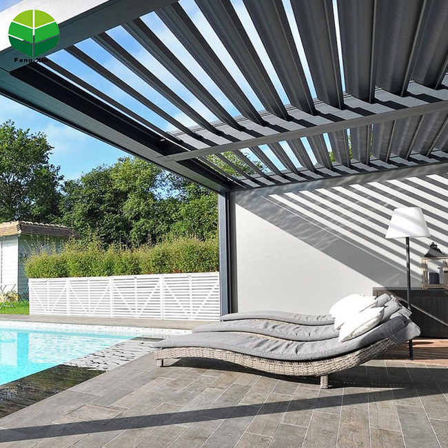 Waterproof Custom Motorized Outdoor Pergola with Side Retractable Roof Aluminum Modern Bioclimatic Pergola