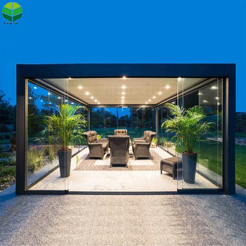 Waterproof Aluminum Patio Coverings Electric Opening Roof System Garden Pergola with Zip Screen