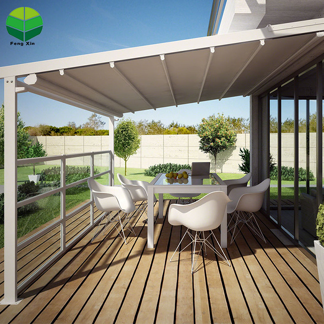 Outdoor Patio Pergola PVC Waterproof Roof Cover Retractable Awning Pergola Retractable for Commercial Hotel