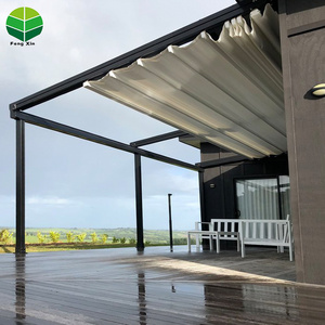 Fabric Roof Motorized Pergola Outdoor Retractable Pergola Factory Electric PVC Pergola with  Rain Sensor