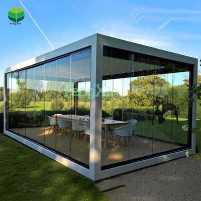 Four seasons 4*3 3*4 Motorized Electric Modern Garden Outdoor Aluminum Louvered Pergola Pavilion Gazebo Pergole with Sides Roof