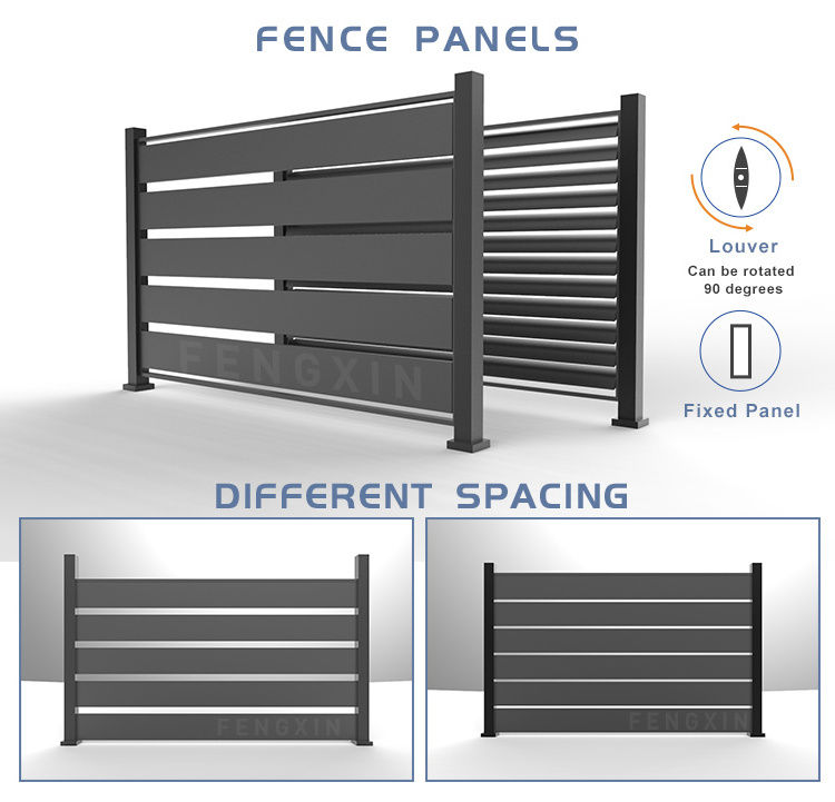 Custom Fence Black Prefab Cheap Metal Horse  Aluminum Fence Louver Panels