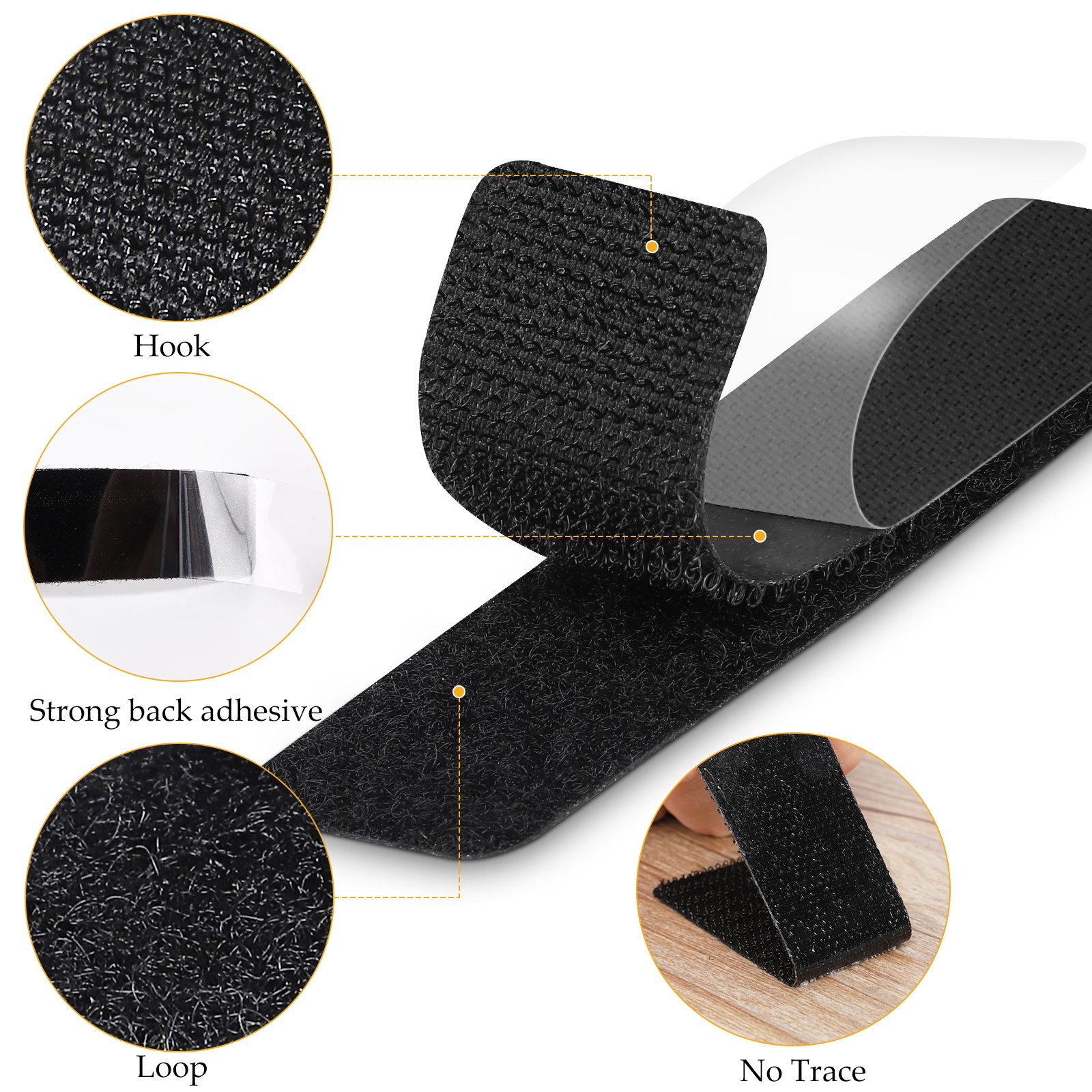 Strong Back Adhesive Hook and Loop Fasteners Tape With Sticky Glue