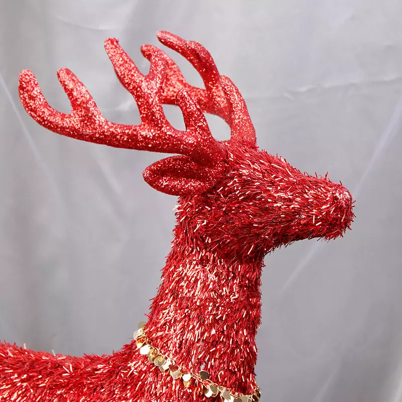 Home Decorative Christmas Red Glitter Reindeer XMAS Decorations Party Life Size Christmas Reindeer