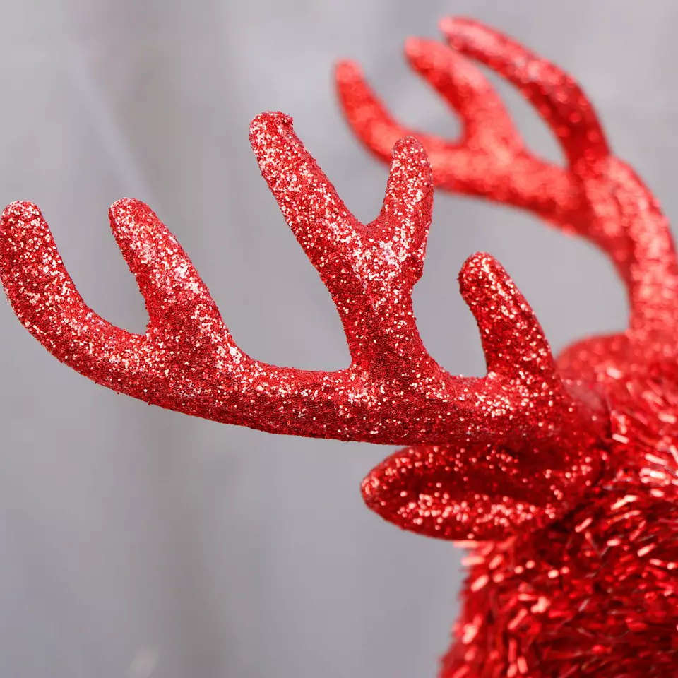 Home Decorative Christmas Red Glitter Reindeer XMAS Decorations Party Life Size Christmas Reindeer