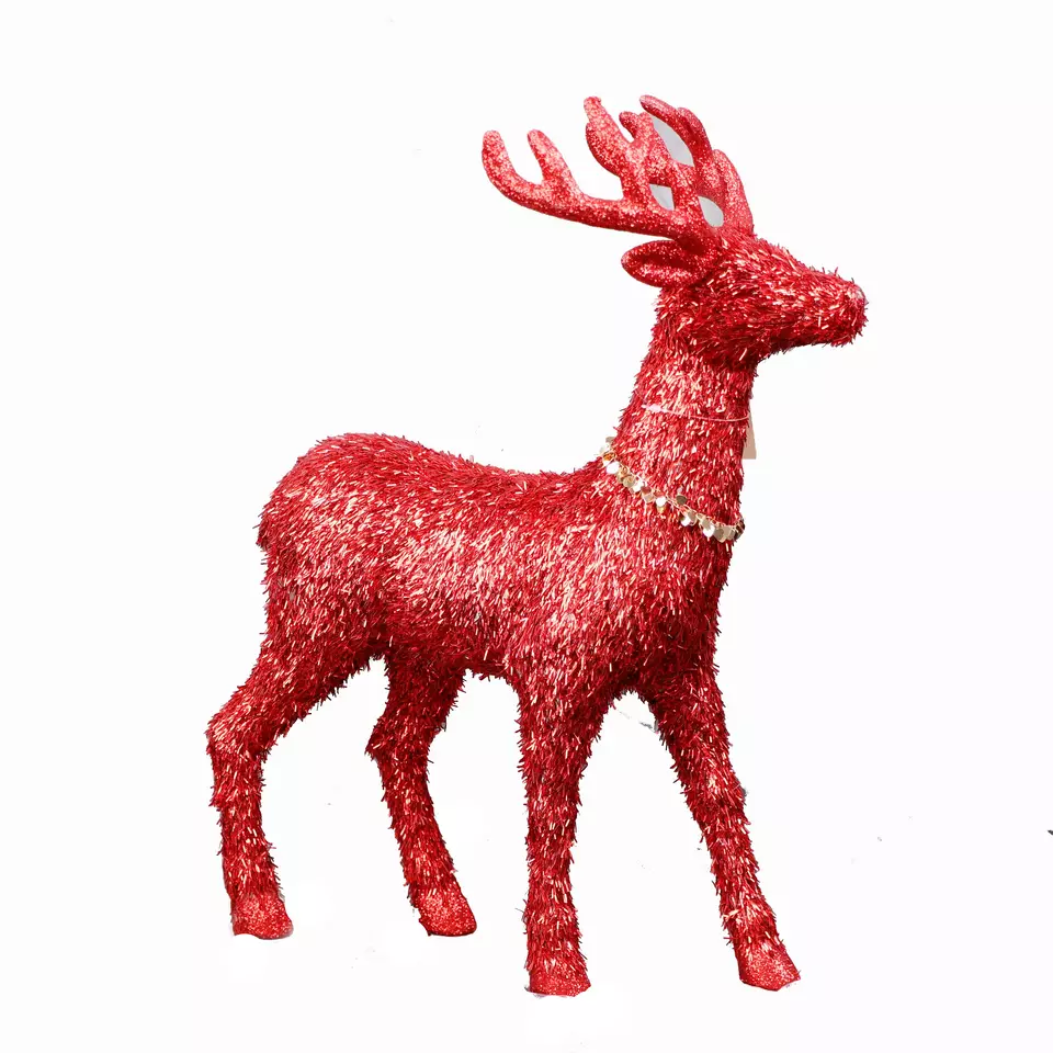 Home Decorative Christmas Red Glitter Reindeer XMAS Decorations Party Life Size Christmas Reindeer