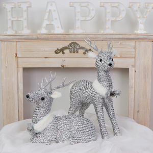 New Design Woven Handmade  Christmas Deer Decoration for home shop and hotel