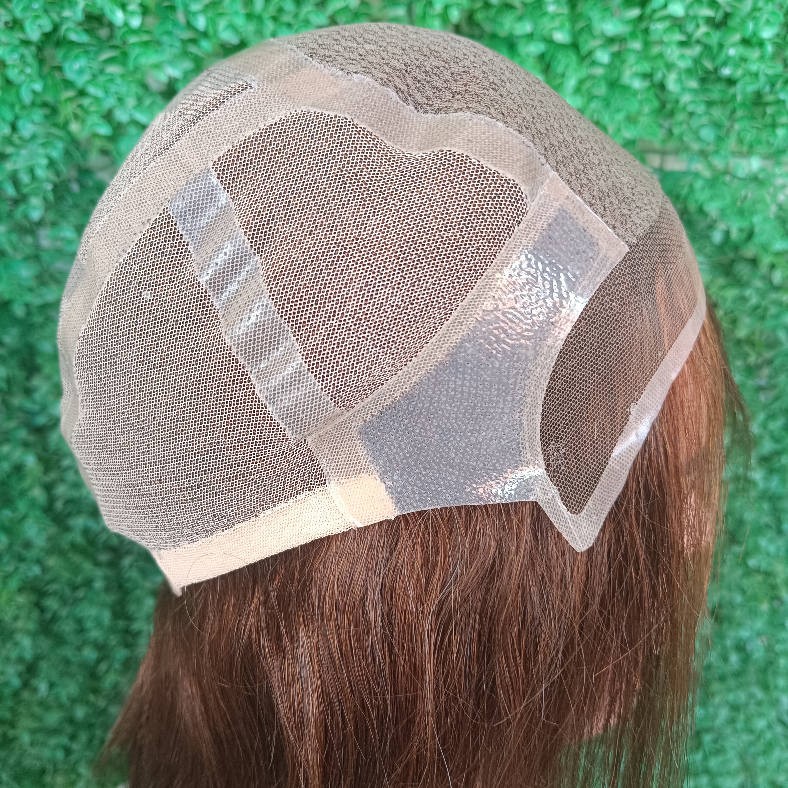 Anti-slip Soft Silicone Base Full hand Glueless Human Hair wig  Hand-tied Medical Wig For Alopecia Patients