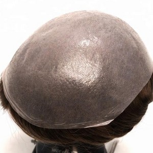 Indian Remy Wigs  Thin Skin Invisible Poly Coating Fine Mono Mens Toupee Human Hair Hairpiece