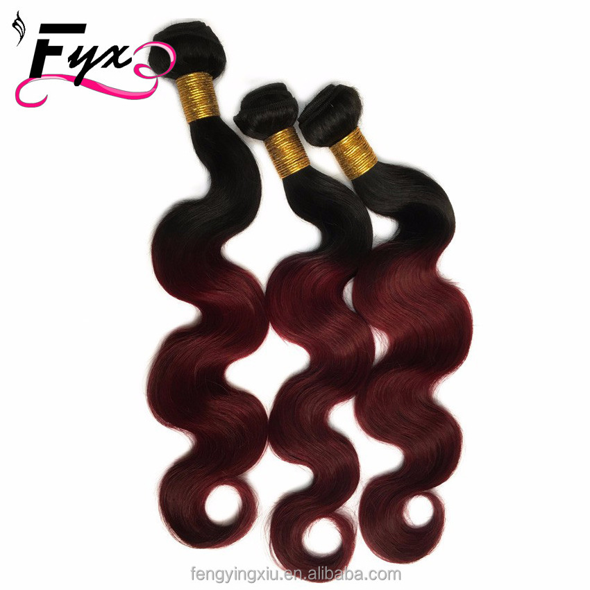 New arrival Malaysian Hair 8A High Quality Ombre Hair Extensions 1 bundles Lot two Tone Color 1b/burg Malaysian Ombre Hair Weave