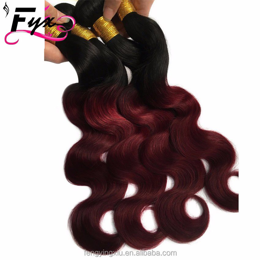 New arrival Malaysian Hair 8A High Quality Ombre Hair Extensions 1 bundles Lot two Tone Color 1b/burg Malaysian Ombre Hair Weave