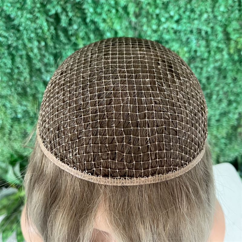 Raw Hair Breathable Fishnet Topper For Women Ombre With Highlight Fishnet Hair Piece Toupee