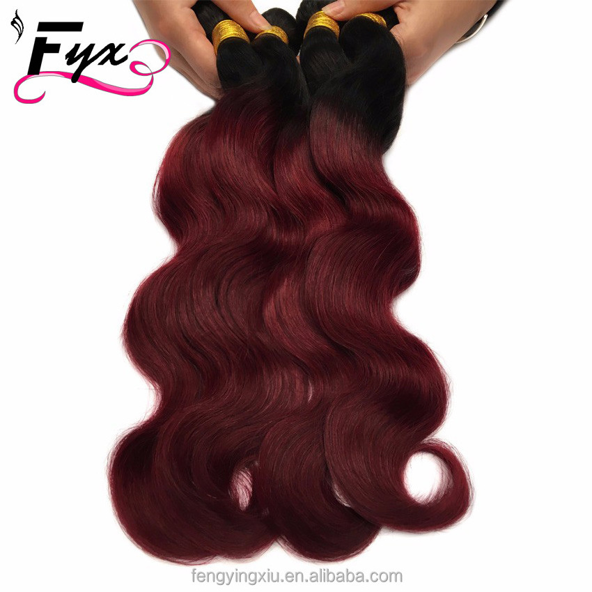 New arrival Malaysian Hair 8A High Quality Ombre Hair Extensions 1 bundles Lot two Tone Color 1b/burg Malaysian Ombre Hair Weave