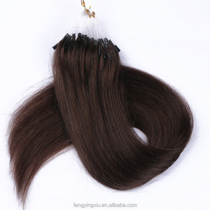 16"-22" 100% Human Remy Hair Micro Loop Ring Extensions Off Black BrownBrazilian Silky Straight Hair Micro Ring Hair Extension