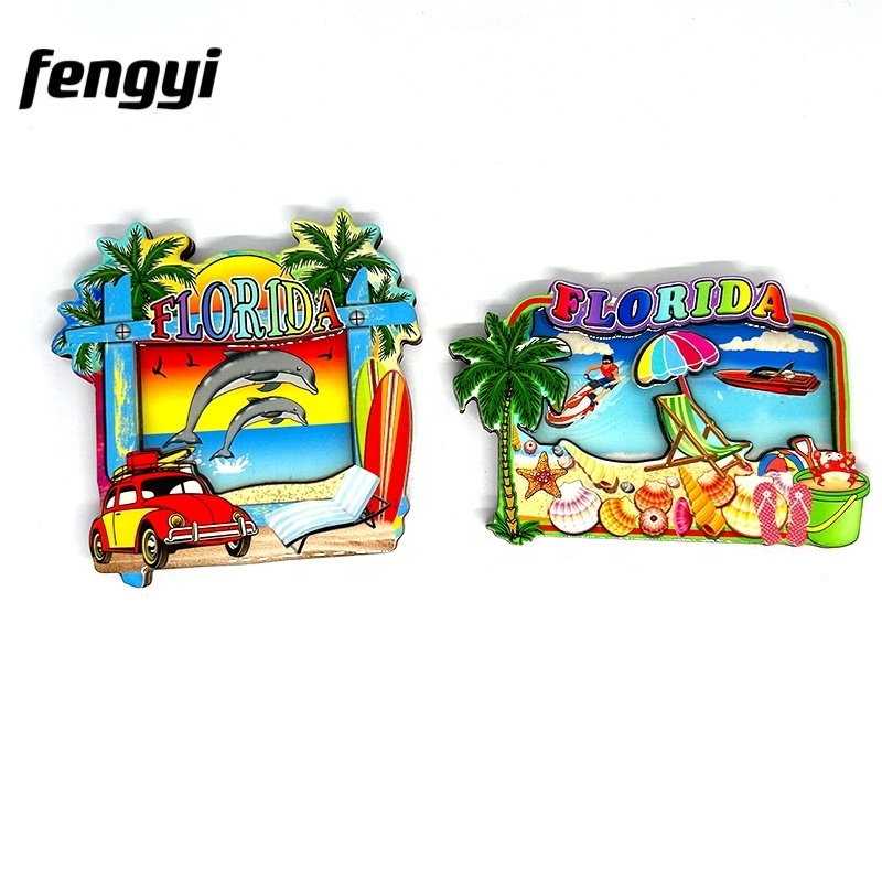 Wholesale Tourism Souvenirs Surf Van MDF Refrigerator Magnet Florida Beach Miami Fridge Magnet