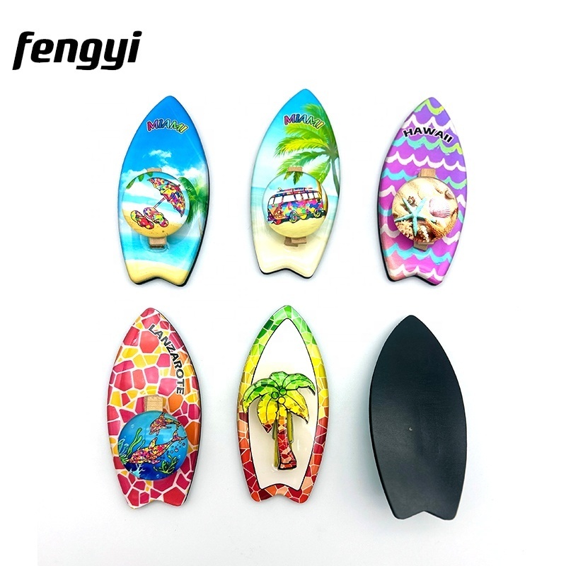 Customized Surfboard Miami Hawaii Lanzarote Beach Souvenir Refrigerator Fridge Magnetic Memo Note Clip