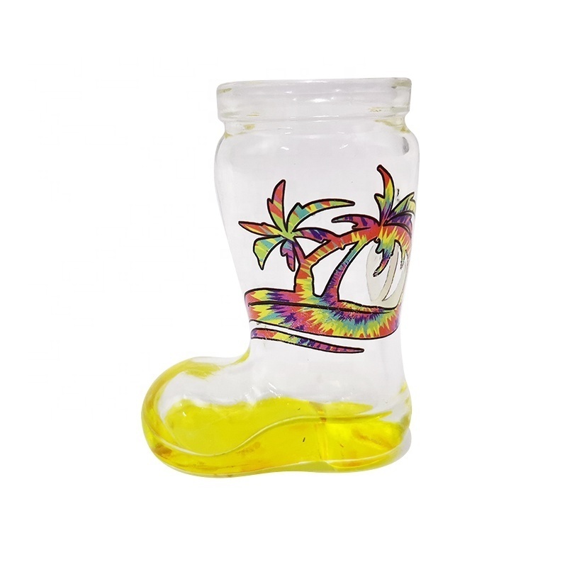 Personalized Souvenir Shot Glass Decal Palm Tree Lizard Printed Cowboy Boot Shot Glasses