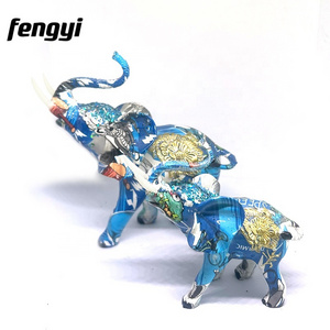 Custom 3D Colorful Elephant Resin Statue Figure Animal Mascot Polyresin Figurine for Home Decor