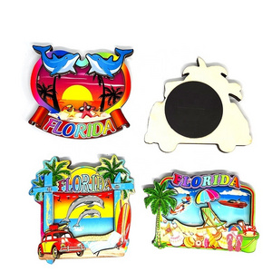 Wholesale Tourism Souvenirs Surf Van MDF Refrigerator Magnet Florida Beach Miami Fridge Magnet