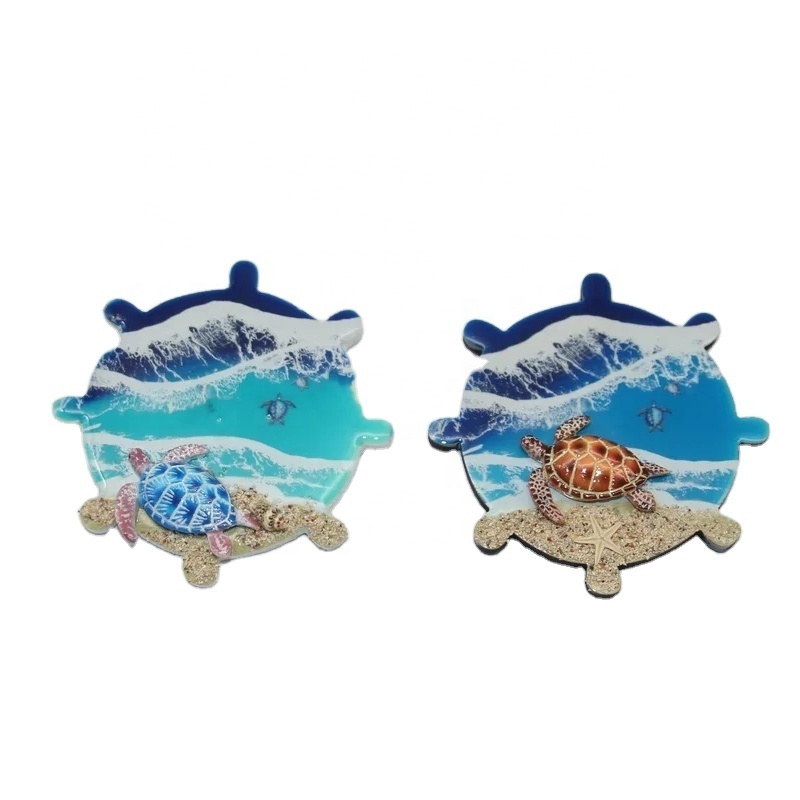 Wholesale Tropical Beach Decoration Souvenirs Epoxy MDF Resin Ocean Art Fridge Magnets