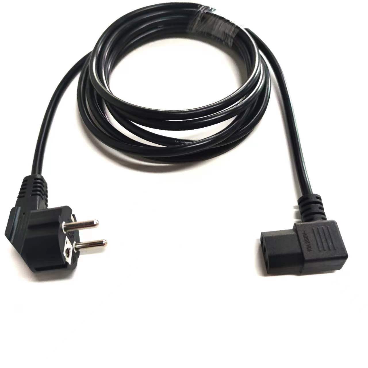 EU standard  C13 Connector Standard Iec 2pin Eu Male Vde Cable 10a 250v Right Angle Euro 90 Degree power cord