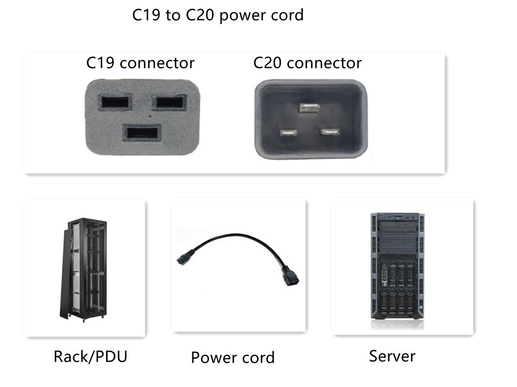 Wholesale Male to Female c13 female c19 to c20 y splitter iec320 c20 to right angle c19 power cable