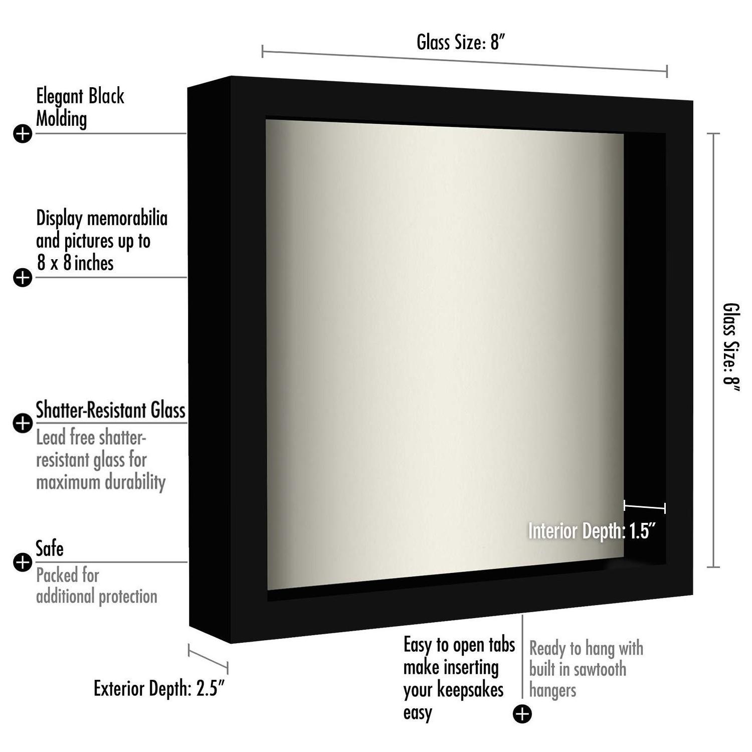 Wholesale Custom Black Wood 3d Deep 8x8 Shadow Box 9x9 10x10 12x12 Shadow Box Frame