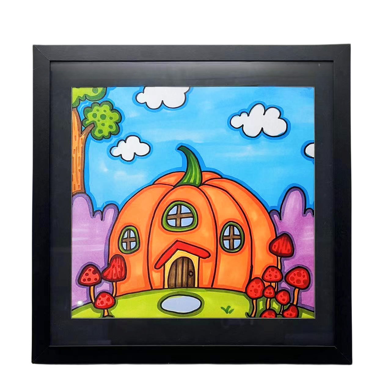 Kids Artwork Picture Frame changeable in Black Wood with Shatter Resistant Glass 40x40cm kid art changeable display frames