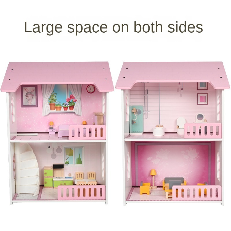 2023 New arrival stock children dress up toy girl DIY doll house Princess Castle big villa cottage girl toy wholesale