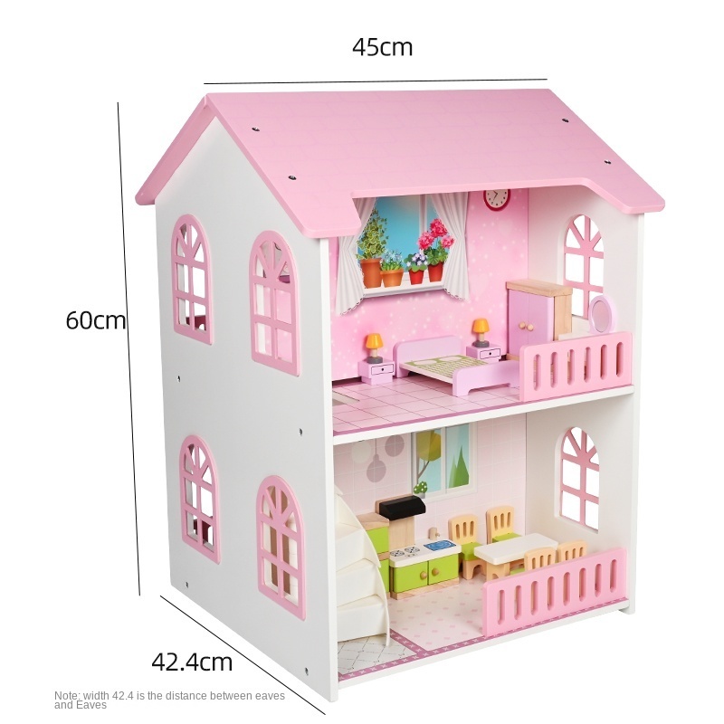 2023 New arrival stock children dress up toy girl DIY doll house Princess Castle big villa cottage girl toy wholesale