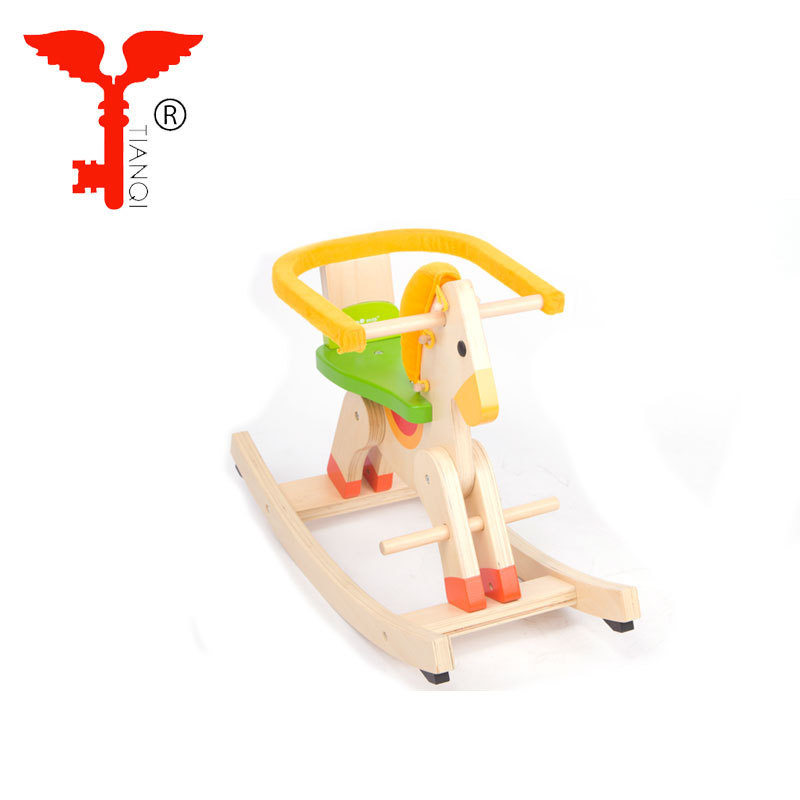 Natural wood children's toy wooden white rocking horse for 3 year old